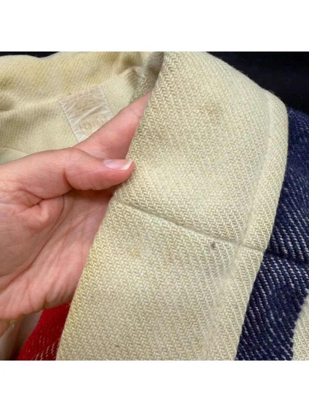 Vintage Hudsons Bay 4 Point Wool Blanket Coat Double Breasted Stripes Canada 70s